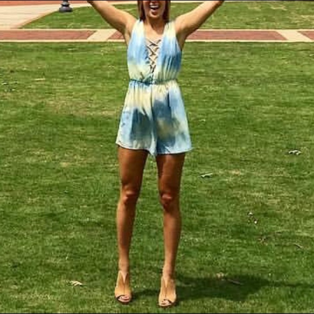 Tie dye romper with cutouts